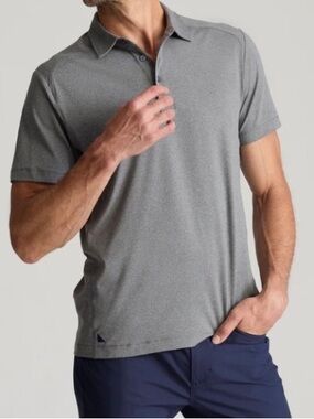 UNTUCKit Polo Shirt Mens  XL Performance Golf Stretch Gray Heather Short Sleeve